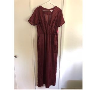NWT Maroon Striped Jumpsuit